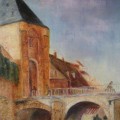 Moret, porte de Bourgogne, huile de Muguett Moret, porte de Bourgogne, huile de Muguett