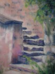 Le Vieil Escalier de l'Abbaye, pastel sec de Muguett, artiste-peintre de Seine-et-Marne, 77