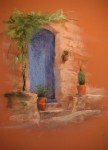 La Porte Bleue, pastel sec de Muguett, artiste-peintre de Seine-et-Marne, 77