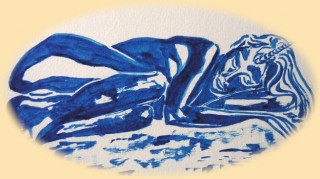 Nu de Licorne, encre sur velin nu de Muguett, artiste-peintre de Seine-et-Marne, 77